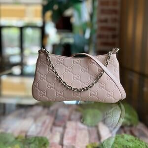 GUCCI Small Pink GG Emblem Shoulder Bag